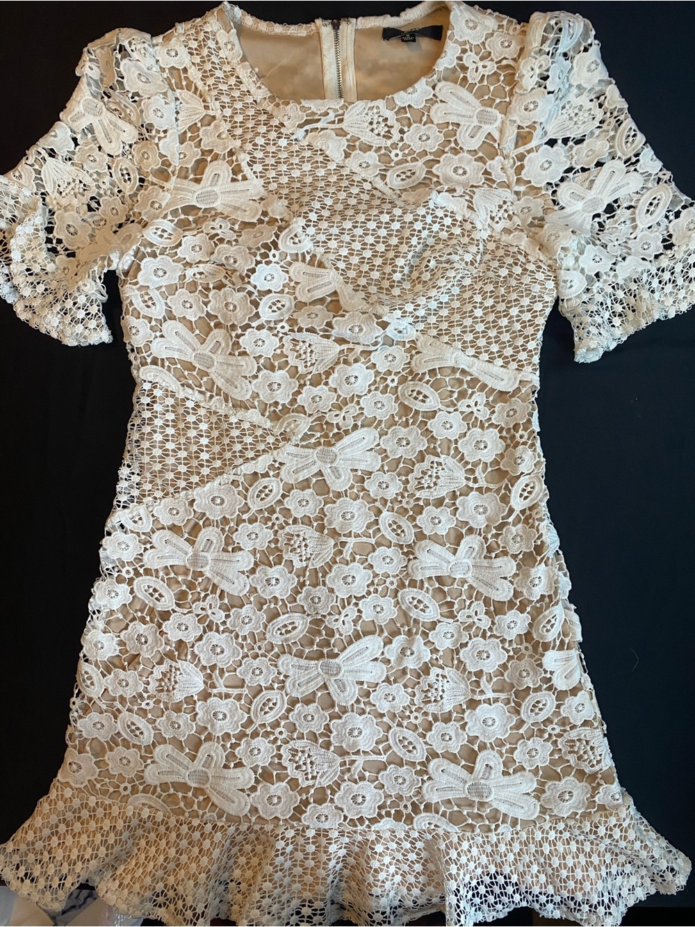 White Floral Lace Mini Dress